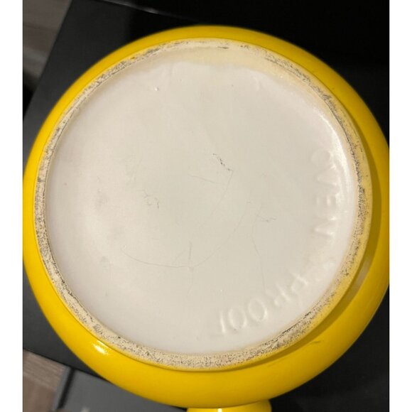 Vintage Yellow Ceramic Retro Round Double-Handle Soup Tureen With Glossy Finish - Picture 6 of 6